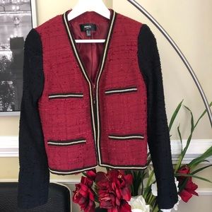 MANGO Tweed Gold Black & Burgundy Jacket